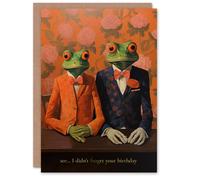 Artery8 Birthday Greeting Card Didn't Froget Frogs Bow Tie Weird Funny For Him Her