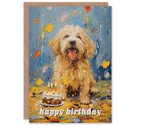 Artery8 Birthday Greeting Card Dog Lover Puppy Cake Kids Child