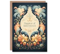 Artery8 Birthday Greeting Card Elegant Floral Filigree Lily Flower For Her