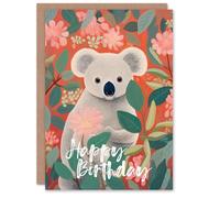 Artery8 Birthday Greeting Card Floral Koala Tree Flowers For Her