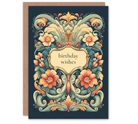 Artery8 Birthday Greeting Card Flower Floral Ornate Pattern Wishes For Her