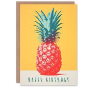 Artery8 Birthday Greeting Card Funky Tropical Pineapple Fruit For Him Her