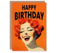 Artery8 Birthday Greeting Card Happy Laughing Ginger Lady For Her