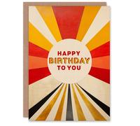 Artery8 Birthday Greeting Card Modern Abstract Sun Burst Rays For Him Her