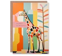 Artery8 Birthday Greeting Card Modern Stylish Colourful Giraffe For Her