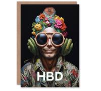 Artery8 Birthday Greeting Card Oddball Strange Flower Man HBD For Him Her in Black Artery8 Black