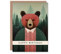 Artery8 Birthday Greeting Card Papa Bear Cardigan Forest For Him