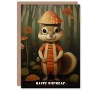 Artery8 Birthday Greeting Card Squirrel Mushroom Woodland Kids Child