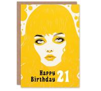 Artery8 Birthday Greeting Card Summer Yellow Cool Girl Age 21 Year Old 21st For Her