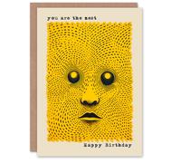 Artery8 Birthday Greeting Card Weird Trippy Yellow Face Zest For Him Her
