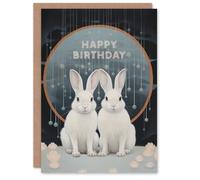 Artery8 Birthday Greeting Card Winter Twin Hares Bunny Rabbits For Her