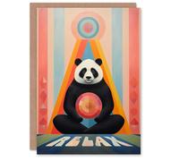 Artery8 Birthday Greeting Card Yoga Panda Relax Hilma af Klint Style For Her