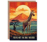 Artery8 Birthday Greeting Card Zebra Giraffe Not The Only Weirdo Savanna Sunset For Him Her