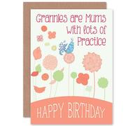 Artery8 Birthday Happy Granny Gran Ornate Bird Flower Greetings Card in Orange Artery8 Orange