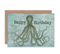 Wee Blue Coo BIRTHDAY HAPPY OCTOPUS TENTACLES ART GREETINGS GREETING CARD GIFT