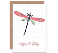 Artery8 Birthday Happy Party Dragonfly Greetings Card in White Artery8 White