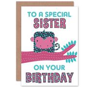 Wee Blue Coo CARD BIRTHDAY HAPPY SISTER SPECIAL MONKEY TREE GIFT