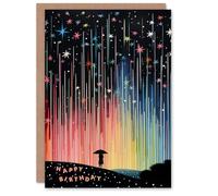 Artery8 Birthday Personalised Greeting Card Dreamy Star Rain Rainbow For Her Custom