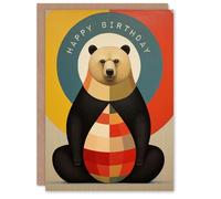 Artery8 Birthday Personalised Greeting Card Grizzly Bear Bullseye For Him Her Custom