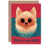 Artery8 Birthday Pomeranian Japanese Kitsune For Him Her Blank Inside Greeting Card