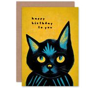 Artery8 Birthday Quirky Black Blue Cat Lover For Him Her Blank Inside Greeting Card