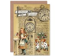 Artery8 Birthday Upcycle Alice Wonderland Collage Curiouser Greetings Card Artery8 Multicolor
