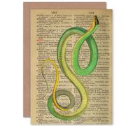 Wee Blue Coo GREETINGS CARD BIRTHDAY GIFT UPCYCLE DICTIONARY GREEN SNAKE REPTILE