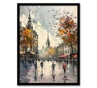 Artery8 Bishop Auckland Castle Modern Artwork Autumnal Living Room Artwork Framed Wall Art Print 18X24 Inch