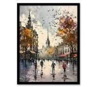 Artery8 Bishop Auckland Castle Modern Artwork Autumnal Wall Art Print - A4 Size