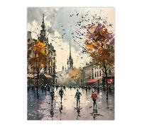 Artery8 Bishop Auckland Castle Modern Artwork Autumnal Living Room Large Wall Art Poster Print Thick Paper 18X24 Inch