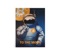 Artery8 Bitcoin To Moon Crypto Astronaut Canvas Wall Art Print in Blue | Size: W24" x H32" Artery8 Blue W24" x H32"