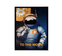 Artery8 Bitcoin To Moon Crypto Astronaut Framed Canvas Wall Art Print in Blue | Size: W18" x H24" Artery8 Blue W18" x H24"