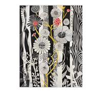 Artery8 Black and White Stripes Abstract Wildflower Garden Living Room Large Wall Art Poster Print Thick Paper 18X24 Inch