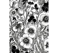 Artery8 Black and White Viola Flower Pattern Illustration Large Wall Art Poster Print Thick Paper 18X24 Inch