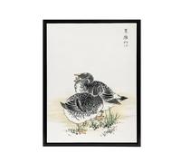 Artery8 Black Brant Geese Pictorial Birds Framed Canvas Wall Art Print Kashu in Beige | Size: W18" x H24" Artery8 Beige W18" x H24"