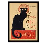 Artery8 Black Cat Chat Noir Cabaret Vintage Ad Steinlen Framed Wall Art Print A3