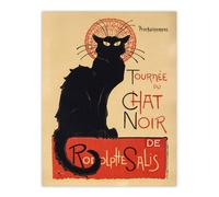 Artery8 Black Cat Chat Noir Cabaret Vintage Ad Steinlen Wall Art Poster Print in Orange | Size: W18" x H24" Artery8 Orange W18" x H24"