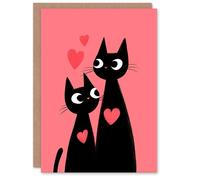Artery8 Black Cat Lover Kittens In Love Simple Modern Valentine's Day Card