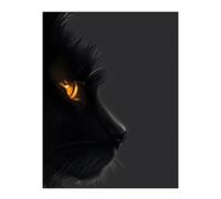 Artery8 Black Cat Lover Orange Gold Eyes Profile Portrait For Living Room Extra Large XL Wall Art Poster Print