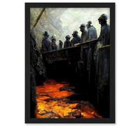 Artery8 Black Gold Coal Miners Pit Bank Wall Art Print - A4 Size