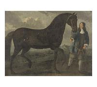 Artery8 Black Horse With Groom Painting Unframed Wall Art Print Poster Home Decor Premium