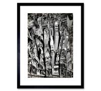 Wee Blue Coo Black White Y Aerial View Manhattan City New York Framed Wall Art Print