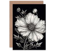Artery8 Black & White Cosmos Flower for Wife Her Birthday Greeting Card Artery8 Black