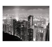 Artery8 Black White Hong Kong City Skyscrapers Photo Premium Wall Art Canvas Print 18X24 Inch