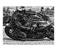Artery8 Black White Motorcycle Motorbike Racer Large XL Wall Art Canvas Print