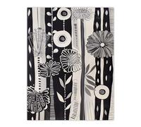 Artery8 Black White Striped Wildflowers Artwork Floral Living Room Extra Large XL Wall Art Poster Print