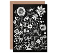Artery8 Black White Wildflower Lover for Wife Her Birthday Greeting Card Artery8 Black