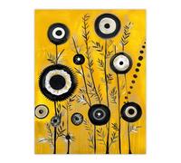 Black Yellow Abstract Geometric Wildflowers Wall Art Print Artery8 Yellow W24 inch x H32 inch