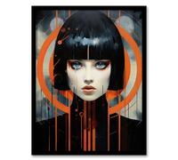 Artery8 Blade Runner Style Bullseye Woman Sci-Fi Futuristic Portrait Artwork Framed Wall Art Print A4