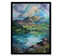 Blea Tarn Valley Lake District England Painting Framed Art Print Artery8 Blue A4